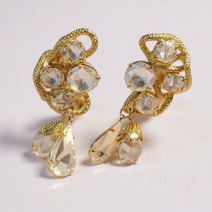 Vintage Baroque Gold and Crystal Earrings